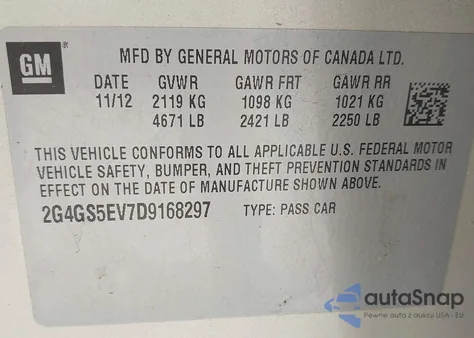 2013 Buick Regal Turbo - Premium 1 из США, поврежденный, VIN 2G4GS5EV7D9168297